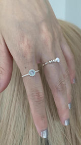 Mint silver-pearl beads ring SET