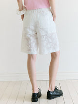 LACE BERMUDA PANTS WHITE
