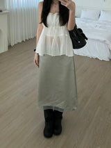 satin flower midi skirt (2 colors)