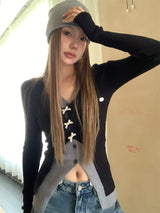 Bow Burton Layered Slit Long Sleeve Knitwear