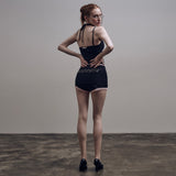 Lace Pintuck Mini Shorts [Black]