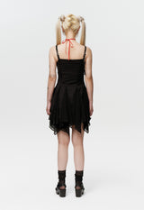 STUDDED GODET DRESS (BLACK)
