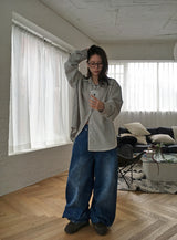 Tele Side Pintuck Wide Denim Pants