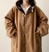 Melty King Bakshi woolen pocket long hooded coat