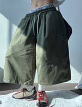 バックパッチコットンリベットバミューダ🍰💚🤎🖤4COLOR