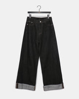 Mije Non-Fade Roll-Up Pocket Wide Denim Long Pants