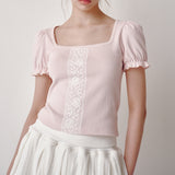 レースパフTシャツ(Pink)