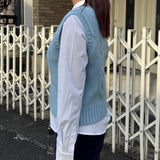 SMALL CHERRY CABLE クロップニットベスト - SKY