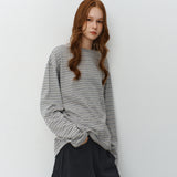 Oversized Stripe T-Shirts_Melange Gray