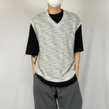 Boucle v neck layered vest