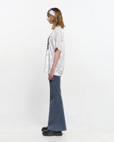 Velvet print Oversized T-Shirt _ WHITE