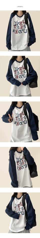 Witty Vintage Crack Lettering Nagrang Long Sleeve Tee 