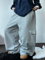 WAFFLE PUNCHING 🧇WIDE CARGO PANTS 🩶🖤2CCOLOR
