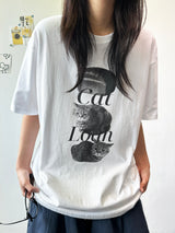 ノア キャット タトゥープリント オーバーサイズ ブラックTシャツ - 4カラー