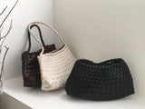 Woven Leather Pouch Rattan Shoulder Bag