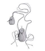 DOUBLE POCKET STRING CROSS BAG GREY