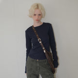 C 90S LINE BASIC LONG SLEEVE T-SHIRT_NAVY