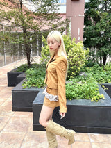 1386. Suede low pocket mini sk (2color)