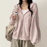 Itta Overfit Stripe Dangara Hooded Zip-Up