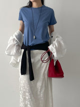 Jacquard Satin H-Line Long Skirt