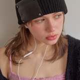 [MADE] Dimanche Signature heart star Cowhide Beanie [Black]