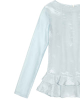 Glossy Frill Top _ SKY BLUE