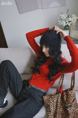 Leopard Layered Dark Denim Pants