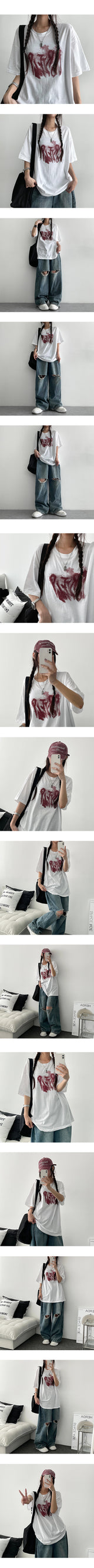 [S~XL] Bendil サイドピンタックニーズカッティングデニムワイドパンツ