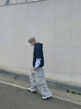 Platinum Grey Nylon Cargo Balloon Pants 2C