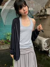 Hona Summer Loose Fit Cool Span Hood Zip-Up