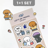 【1+1 SET】  レッツ ゴー トラベル ステッカー