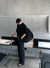 カイパーチュルクチェックパターンワイドフィットパンツ
