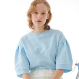 ピンタックパフＴシャツ　スカイブルー