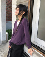 エラボタンレイヤードVネック長袖ニット
