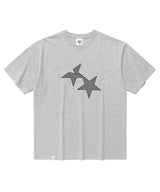 ツインスターチェックアップリケ半袖Tシャツ グレー(CV2FMUT544A)