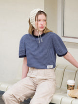 ストライプボリュームスリーブTシャツ