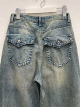 BACK POCKET WIDE JEANS