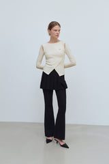 CUT OUT WRAP KNIT TOP - IVORY