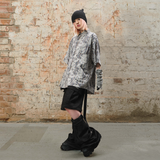 RELABEL 24SS ウォッシュド＆ディストレストスウッシュブループレイドデストロイフリンジ半袖シャツ