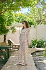 (24220WTLLN) ULLALA PAJAMAS Delluna Long Sleeve Two-Piece Light Khaki (30'S) Free Size