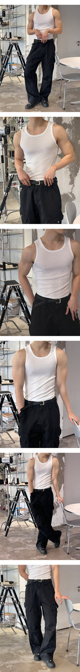 [MUSCLE FIT] ダイアリーベーシックスリーブレス(4color)