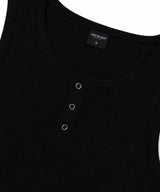 Ribbed incision henry neck sleeveless - black