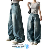 クールベーシックサマーロングデニムワイドパンツ [Choose short and long]