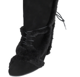 Asym Shearling Wedge Boot / Black