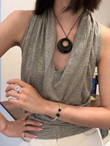 [925silver] Two ball onyx bangle