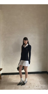 Navy Blue Collar Shirt Dress