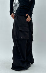 LOVELY BOW-STRING DETAIL CARGO COTTON AUTUMN PANTS - 2 COLOR