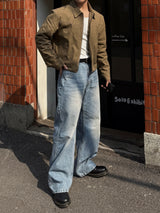 Pure straight denim pants