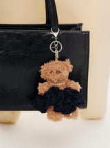 26SS★ Colombe d'Or Pleated Hair Scrunchie + Teddy Bear Keyring Set