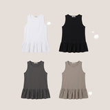 ヘムフリルスリーブレスフレアレイヤードインナートップ(4 colors)